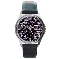 Violet Freedom Round Metal Watch by Valentinaart