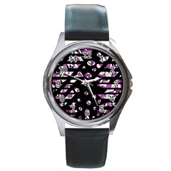 Magenta Freedom Round Metal Watch by Valentinaart