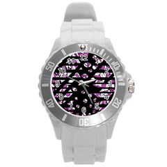 Magenta Freedom Round Plastic Sport Watch (l) by Valentinaart