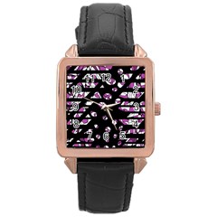 Magenta Freedom Rose Gold Leather Watch 