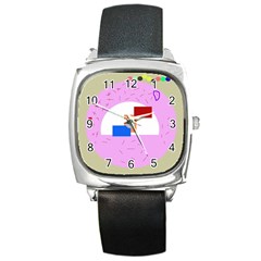 Decorative abstract circle Square Metal Watch