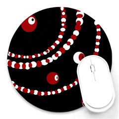 Red Pearls Round Mousepads