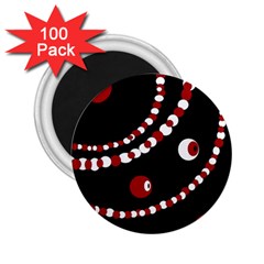 Red Pearls 2 25  Magnets (100 Pack)  by Valentinaart