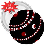 Red pearls 3  Buttons (10 pack)  Front