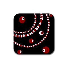 Red Pearls Rubber Coaster (square) 