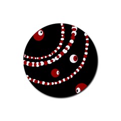 Red Pearls Rubber Round Coaster (4 Pack) 