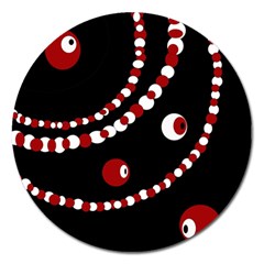 Red Pearls Magnet 5  (round)