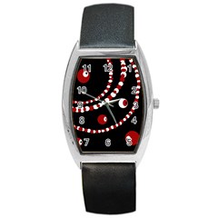 Red Pearls Barrel Style Metal Watch by Valentinaart