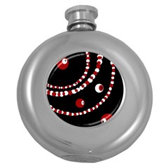 Red Pearls Round Hip Flask (5 Oz)