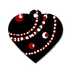 Red Pearls Dog Tag Heart (one Side) by Valentinaart