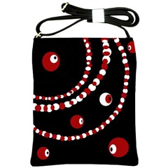 Red Pearls Shoulder Sling Bags by Valentinaart