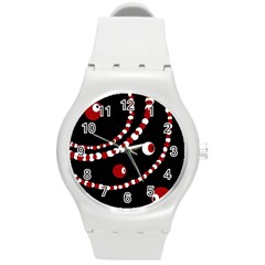 Red Pearls Round Plastic Sport Watch (m)