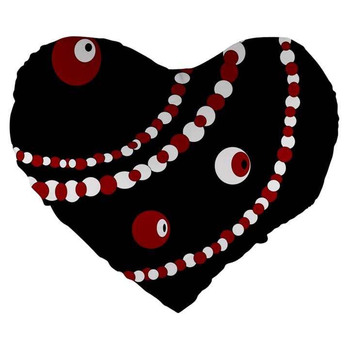 Red pearls Large 19  Premium Heart Shape Cushions