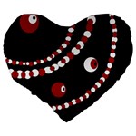 Red pearls Large 19  Premium Heart Shape Cushions Back