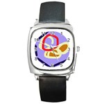 Abstract circle Square Metal Watch Front