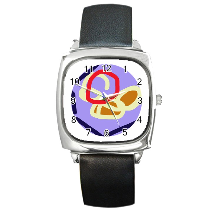 Abstract circle Square Metal Watch