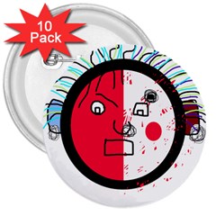 Angry Transparent Face 3  Buttons (10 Pack) 