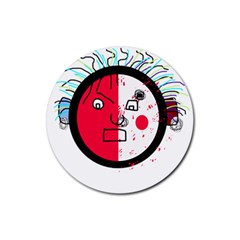 Angry Transparent Face Rubber Coaster (round) 