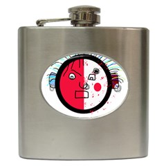 Angry Transparent Face Hip Flask (6 Oz) by Valentinaart