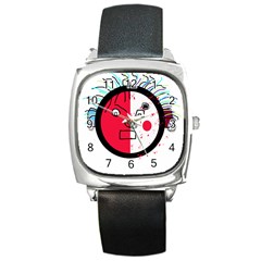 Angry Transparent Face Square Metal Watch by Valentinaart