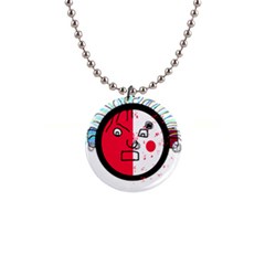 Angry Transparent Face Button Necklaces by Valentinaart