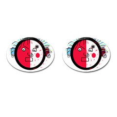 Angry Transparent Face Cufflinks (oval)