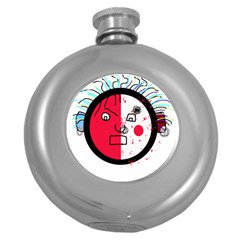 Angry Transparent Face Round Hip Flask (5 Oz) by Valentinaart