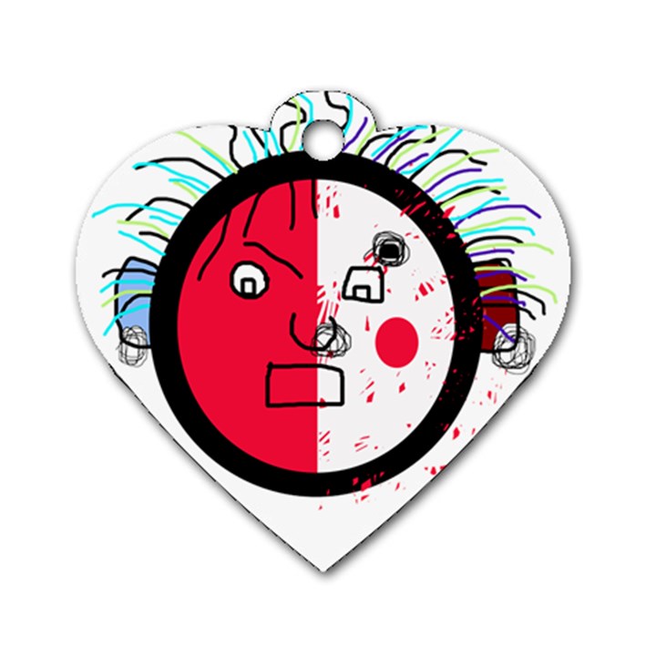 Angry transparent face Dog Tag Heart (Two Sides)