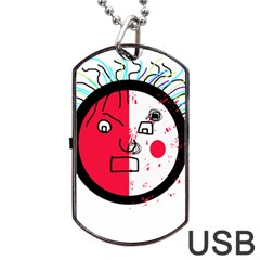 Angry Transparent Face Dog Tag Usb Flash (one Side) by Valentinaart