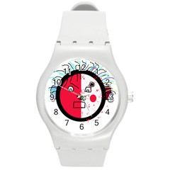 Angry Transparent Face Round Plastic Sport Watch (m)