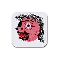 Abstract Face Rubber Square Coaster (4 Pack) 