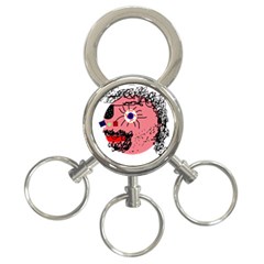 Abstract Face 3-ring Key Chains