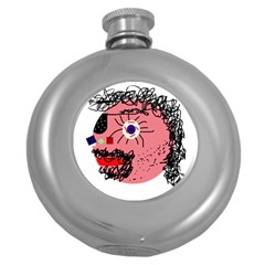 Abstract Face Round Hip Flask (5 Oz) by Valentinaart