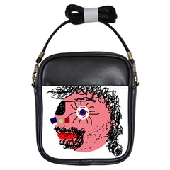 Abstract Face Girls Sling Bags