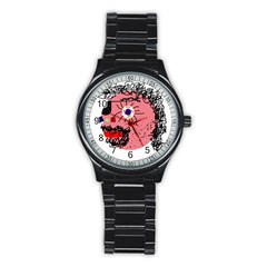 Abstract Face Stainless Steel Round Watch by Valentinaart