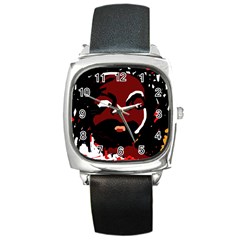 Abstract Face  Square Metal Watch