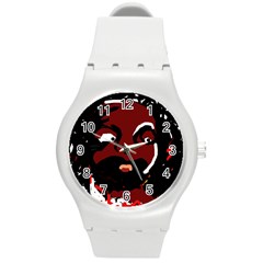 Abstract Face  Round Plastic Sport Watch (m)