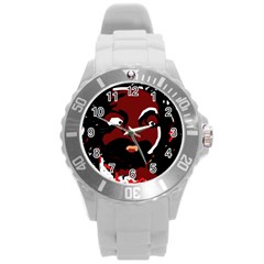 Abstract Face  Round Plastic Sport Watch (l)