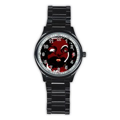 Abstract Face  Stainless Steel Round Watch