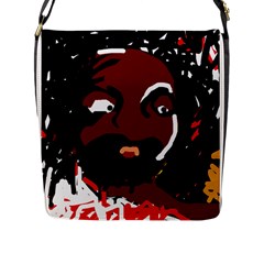 Abstract Face  Flap Messenger Bag (l) 