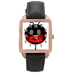 Face Rose Gold Leather Watch 