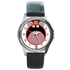 Funny Face Round Metal Watch by Valentinaart