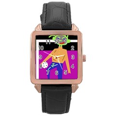 Goalkeeper Rose Gold Leather Watch 