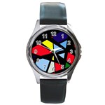 Colorful geomeric desing Round Metal Watch Front