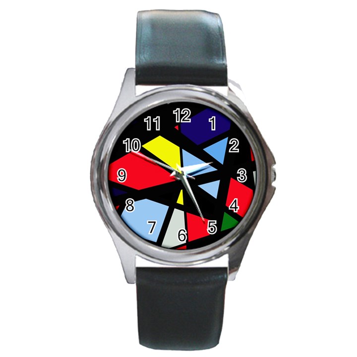 Colorful geomeric desing Round Metal Watch