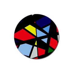 Colorful Geomeric Desing Rubber Coaster (round)  by Valentinaart