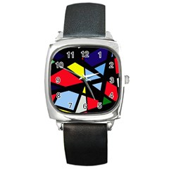 Colorful Geomeric Desing Square Metal Watch