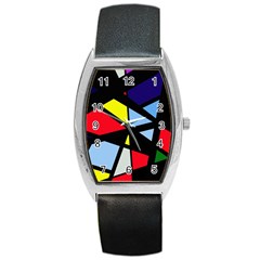 Colorful Geomeric Desing Barrel Style Metal Watch by Valentinaart