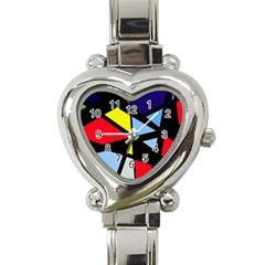 Colorful Geomeric Desing Heart Italian Charm Watch by Valentinaart