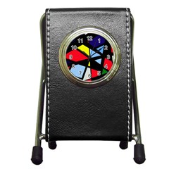 Colorful Geomeric Desing Pen Holder Desk Clocks